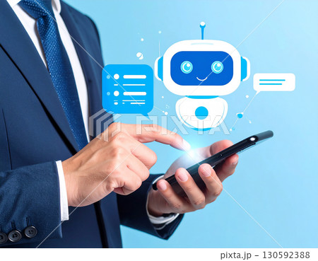 携帯電話を使う男 AI生成素材 携帯電話を使う男 AI生成素材 130592388