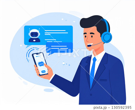 携帯電話を使う男 AI生成素材 携帯電話を使う男 AI生成素材 130592395