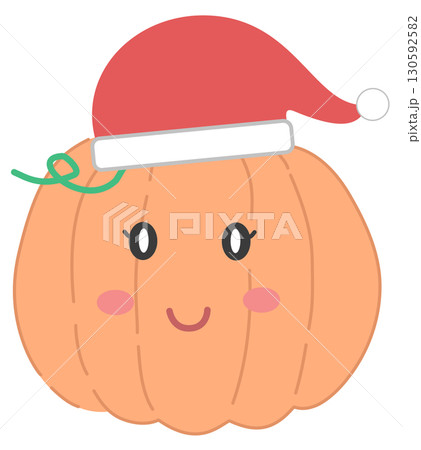 cute and minimal pumpkin with Christmas hat 130592582