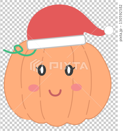 cute and minimal pumpkin with Christmas hat 130592582