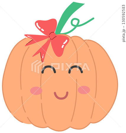 cute and minimal pumpkin with ribbon bow cute and minimal pumpkin with ribbon bow 130592583