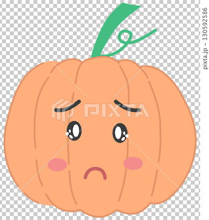 cute and minimal pumpkin with sad face 130592586