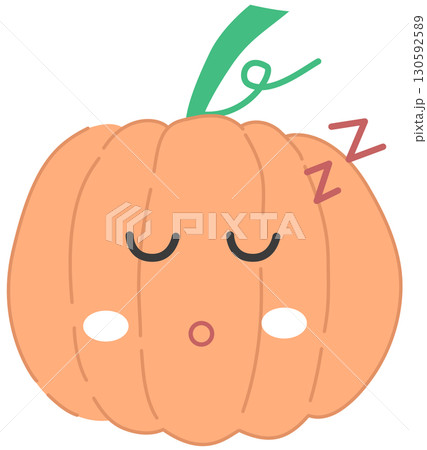 cute and minimal pumpkin with sleepy face cute and minimal pumpkin with sleepy face 130592589