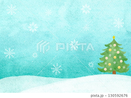 水彩で描いた雪の結晶の背景イラスト 水彩で描いた雪の結晶の背景イラスト 130592676