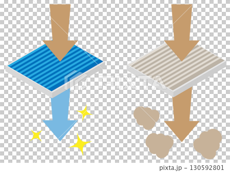 アイソメトリックな車用のエアコンフィルターの空気が通過したときのイメージ素材 130592801