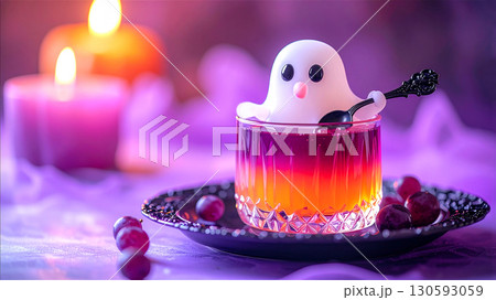 ハロウィンゼリーを食べるお化け ハロウィンゼリーを食べるお化け 130593059