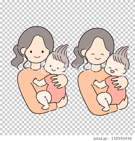 Illustration material of a mother holding a baby Illustration material of a mother holding a baby 130593436
