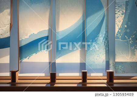 障子窓から見える風景・和モダンな空間背景 130593489
