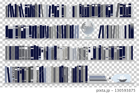 插圖集書架上排列著各種書籍 130593875