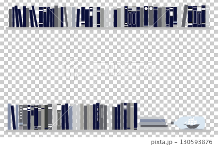 色々な本が並ぶ本棚のフレームイラスト 色々な本が並ぶ本棚のフレームイラスト 130593876