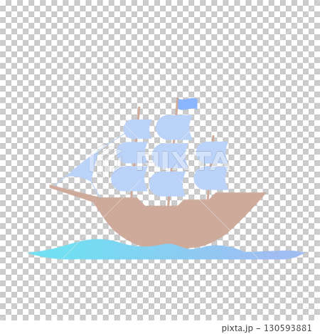 シンプルな帆船のシルエットイラスト 130593881