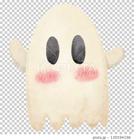 Watercolor Illustration of a cute ghost Watercolor Illustration of a cute ghost 130594196