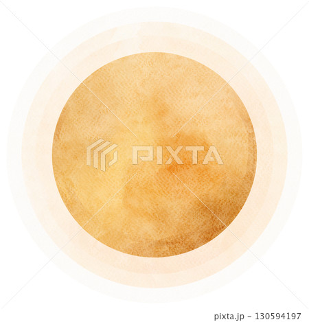 Watercolor Circle Shape with Beige Wash 130594197