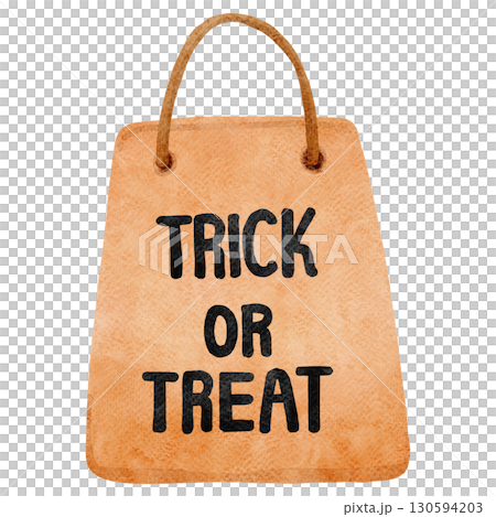 Watercolor Trick or Treat Bag Illustration 130594203
