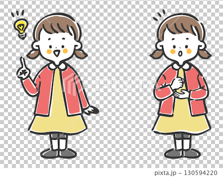 Girl who understands, whole body, vector 130594220