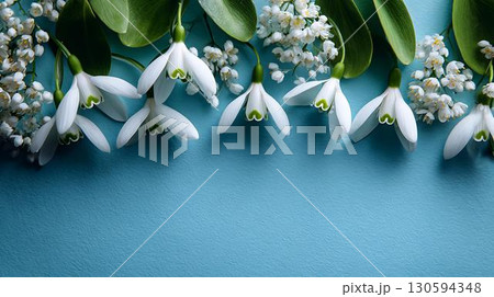 white lily on a blue background 130594348
