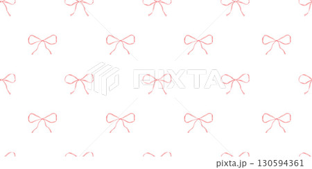 Seamless pattern with pink coquette thin bow, watercolor hand drawn texture repeating background Seamless pattern with pink coquette thin bow, watercolor hand drawn texture repeating background 130594361