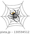 Watercolor Spider on Web Illustration 130594512