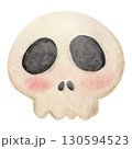 Watercolor Cute Halloween Skull Clipart Illustration 130594523