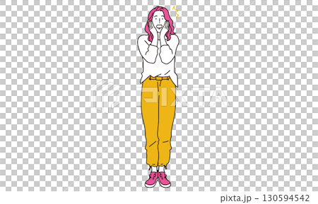 衝撃をうけている若い女性のイラスト素材 130594542