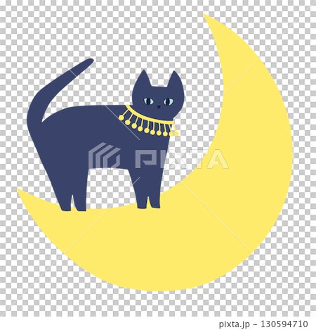 Crescent moon and a fashionable cat 130594710