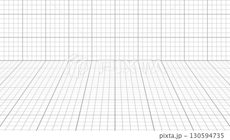 奥行のある方眼紙のような升目のパターンの空間素材 奥行のある方眼紙のような升目のパターンの空間素材 130594735