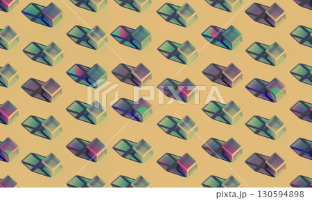 Colorful 3D Cubes Tile Pattern with Iridescent Reflections 130594898