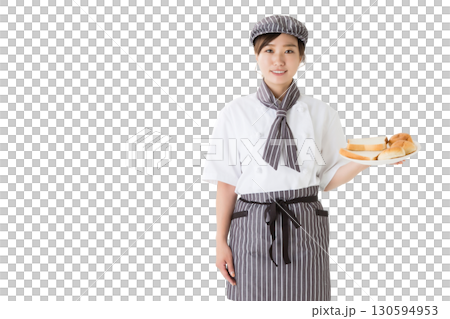 コックコートを着た女性(パン屋,ベーカリー,切り抜き) コックコートを着た女性(パン屋,ベーカリー,切り抜き) 130594953