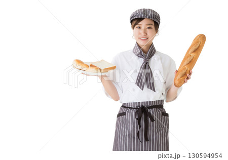 コックコートを着た女性（パン屋,ベーカリー,切り抜き） 130594954