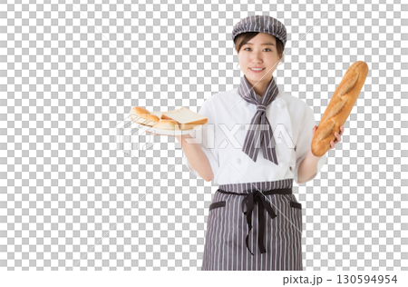 コックコートを着た女性（パン屋,ベーカリー,切り抜き） 130594954
