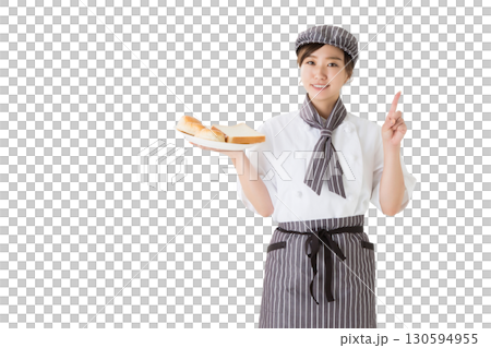 コックコートを着た女性（パン屋,ベーカリー,切り抜き） 130594955
