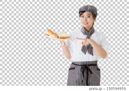 コックコートを着た女性（パン屋,ベーカリー,切り抜き） 130594959
