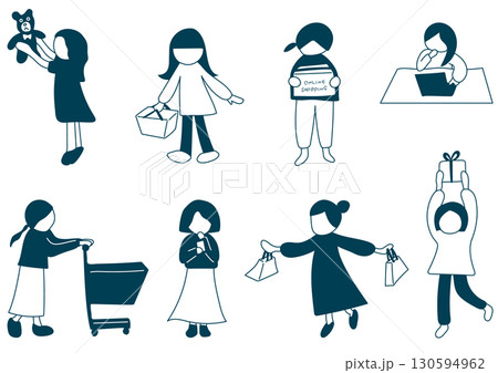 ショッピングする女性のセット 130594962