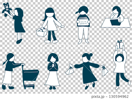 ショッピングする女性のセット 130594962