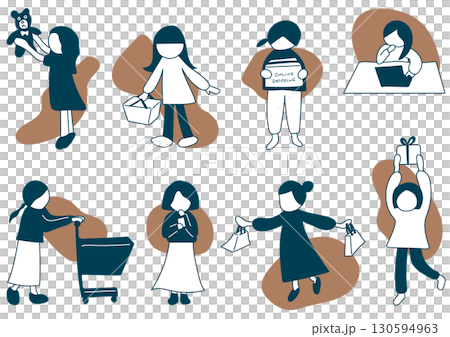 一組購物的女性(有背景) 一組購物的女性(有背景) 130594963