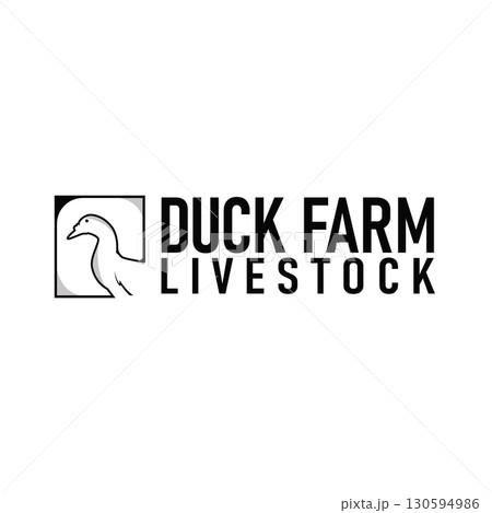 Duck logo black silhouette design livestock concept farm animal duck silhouette design for product brand, poster, symbol, icon templet illustration 130594986