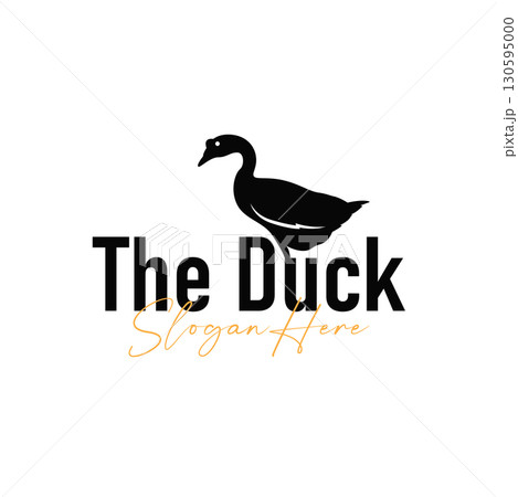 Duck logo black silhouette design livestock concept farm animal duck silhouette design for product brand, poster, symbol, icon templet illustration 130595000