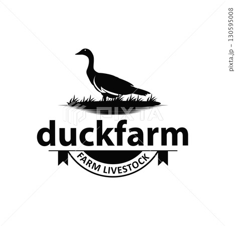 Duck logo black silhouette design livestock concept farm animal duck silhouette design for product brand, poster, symbol, icon templet illustration 130595008