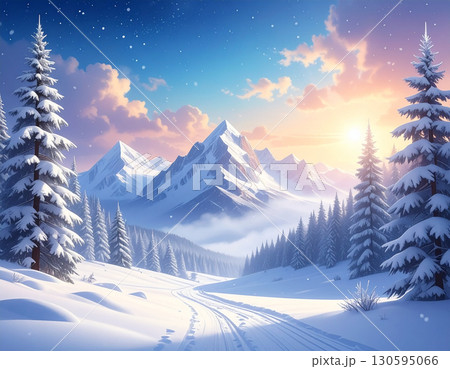 クリスマス　雪　生成AI　背景 130595066