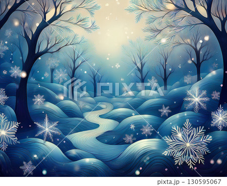 クリスマス　雪　生成AI　背景 130595067