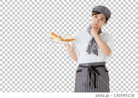 A woman wearing a chef's coat (bakery, bakery, cutout) A woman wearing a chef's coat (bakery, bakery, cutout) 130595216