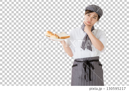 A woman wearing a chef's coat (bakery, bakery, cutout) A woman wearing a chef's coat (bakery, bakery, cutout) 130595217