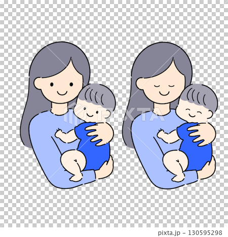Illustration material of a mother holding a baby Illustration material of a mother holding a baby 130595298