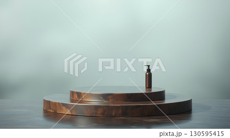 Elegant Minimalist Cosmetics Mockup with Natural Foliage Emphasizing Organic Beauty. 130595415