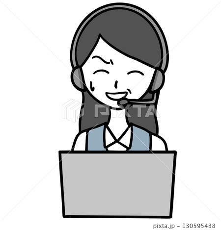 苦笑いしているコールセンターの女性 苦笑いしているコールセンターの女性 130595438