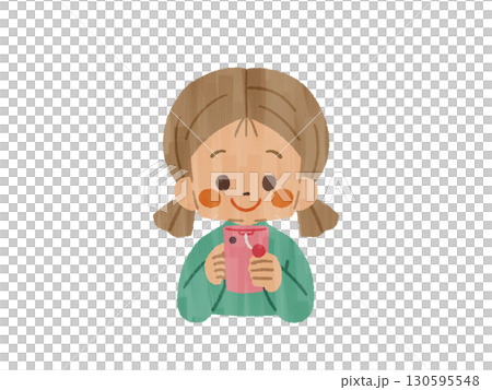 スマートフォンを使っている女の子-ガッシュ 130595548