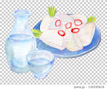水彩イラスト 手描きイラスト アナログイラスト 小蕪の浅漬け 水彩イラスト 手描きイラスト アナログイラスト 小蕪の浅漬け 130595616