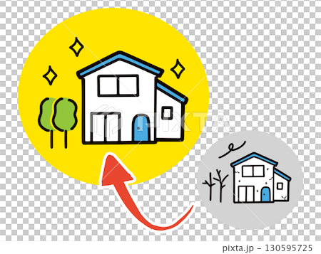 經過翻新的美麗房屋的外觀（向量） 130595725