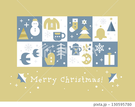 シンプルなクリスマスカードのイラストテンプレート 130595780