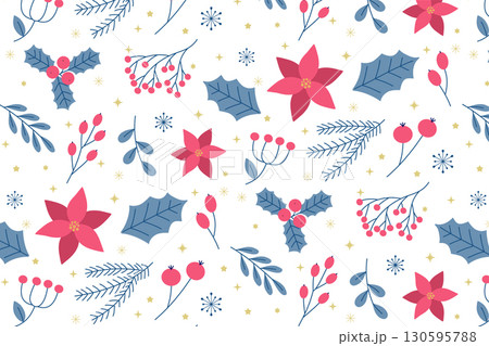 クリスマス2025_シンプルなクリスマスモチーフのパターン 130595788